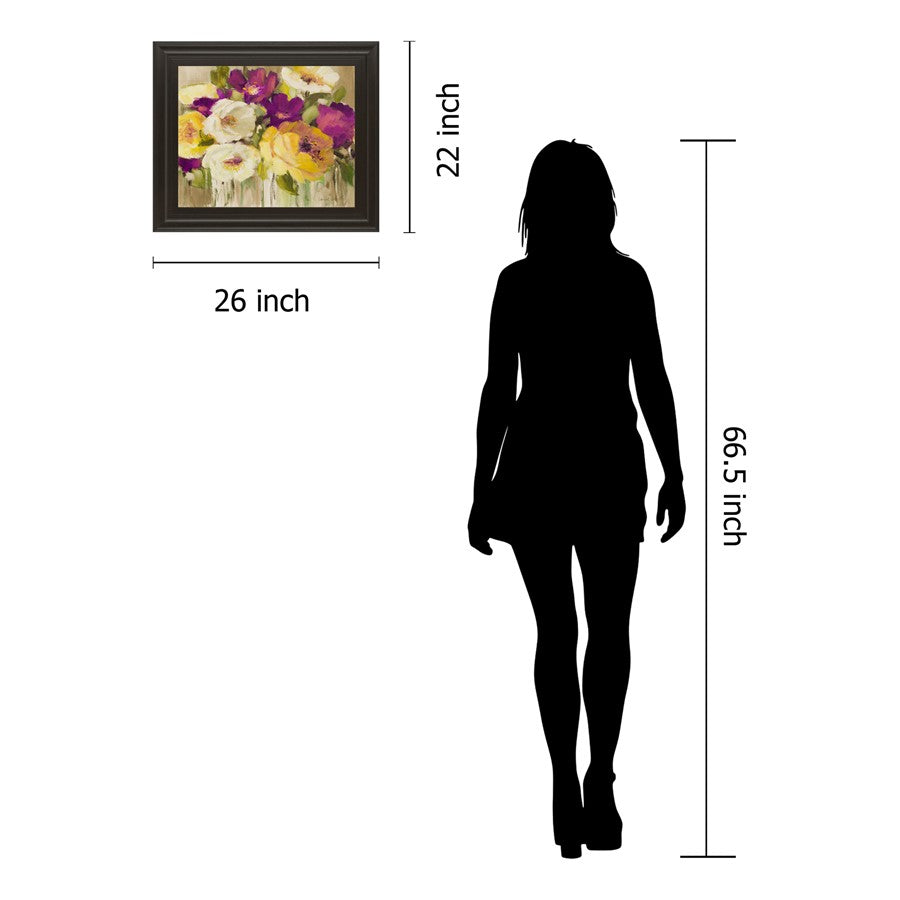 Classy Living Floral Harmony 26x22in Wall Art | Contemporary Mixed Media on Paper in Dark Chocolate MDF Frame | Living Room & Bedroom Floral | Model 8075