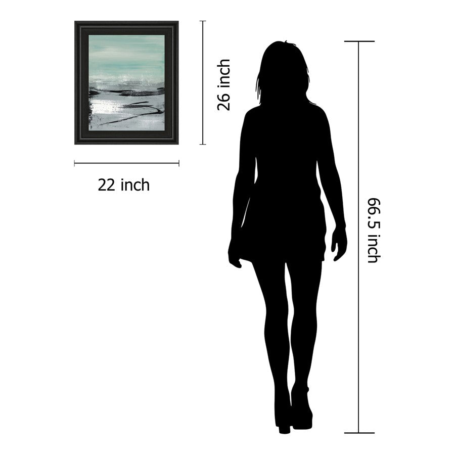 Classy Living Mistbound Horizon 22x26in Wall Art | Contemporary Coastal Paper Art in Midnight Aura MDF Frame | Living Room & Bedroom Decor | Model 8142