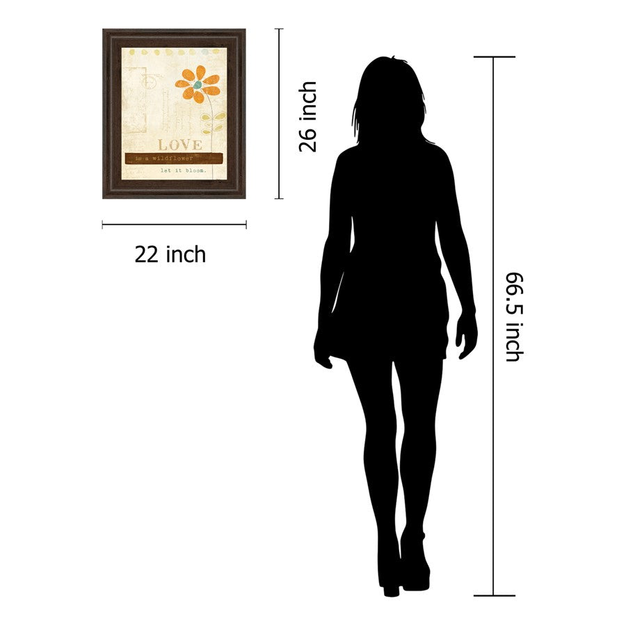 Classy Living Amber Wildflower Wall Art 22x26in | Contemporary Botanical Graphic Art with Cinnamon Mocha MDF Frame | Living Room & Bedroom | Model 8157