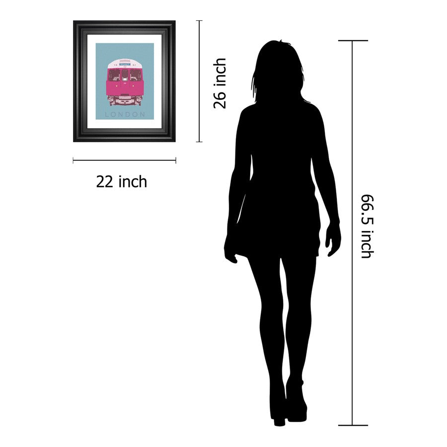 Classy Living Piccadilly Train Wall Art 22x26in | Contemporary Multicolor Graphic Art on Paper in Black MDF Frame | Living Room & Office | Model 8199