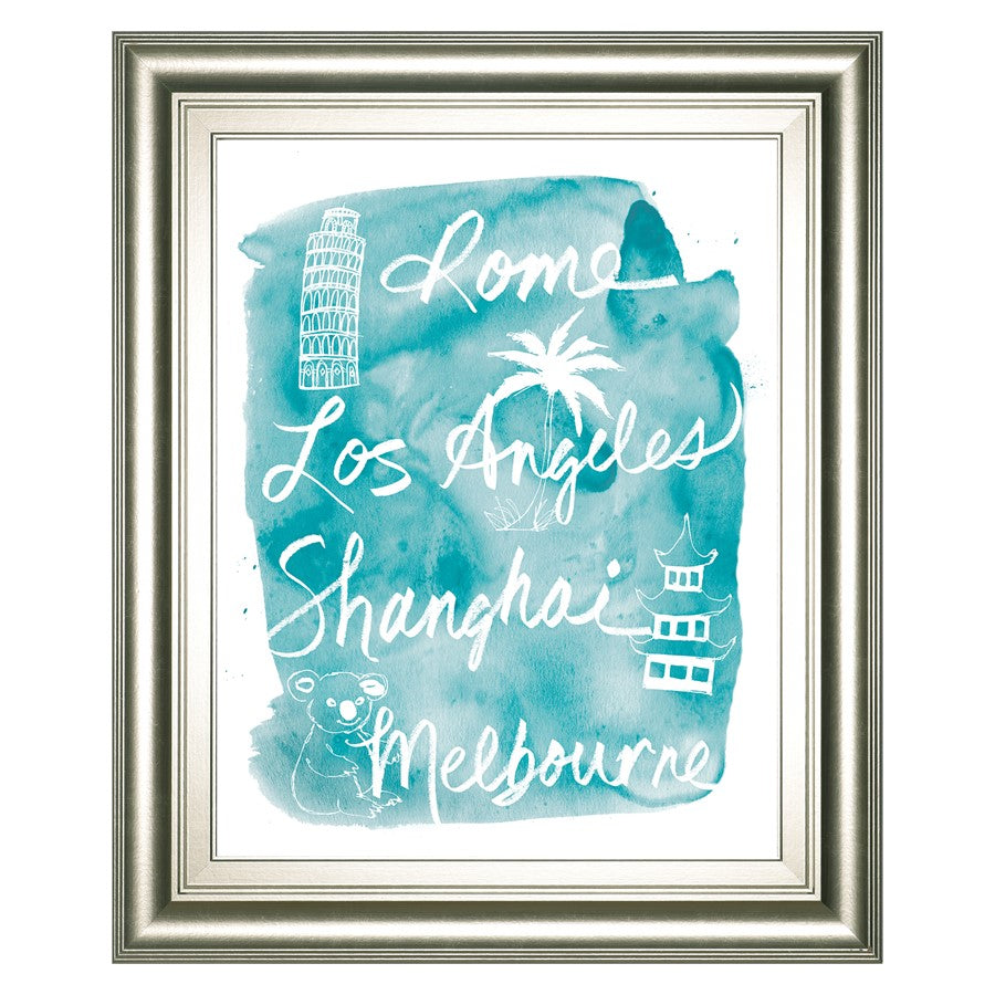 Classy Living Global Wanderlust Wall Art 22x26in | Contemporary Silver MDF Frame Graphic Art | Living Room & Office Decor | 22 x 26 x 1 in | Model 8303