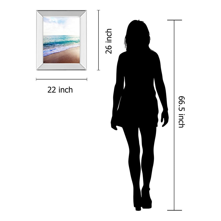 Classy Living Golden Sands 22x26in Wall Art | Contemporary Coastal Seascape with Mirrored Frame | Living Room & Bedroom Decor | 22 x 26 x 3 | Model 8484MF