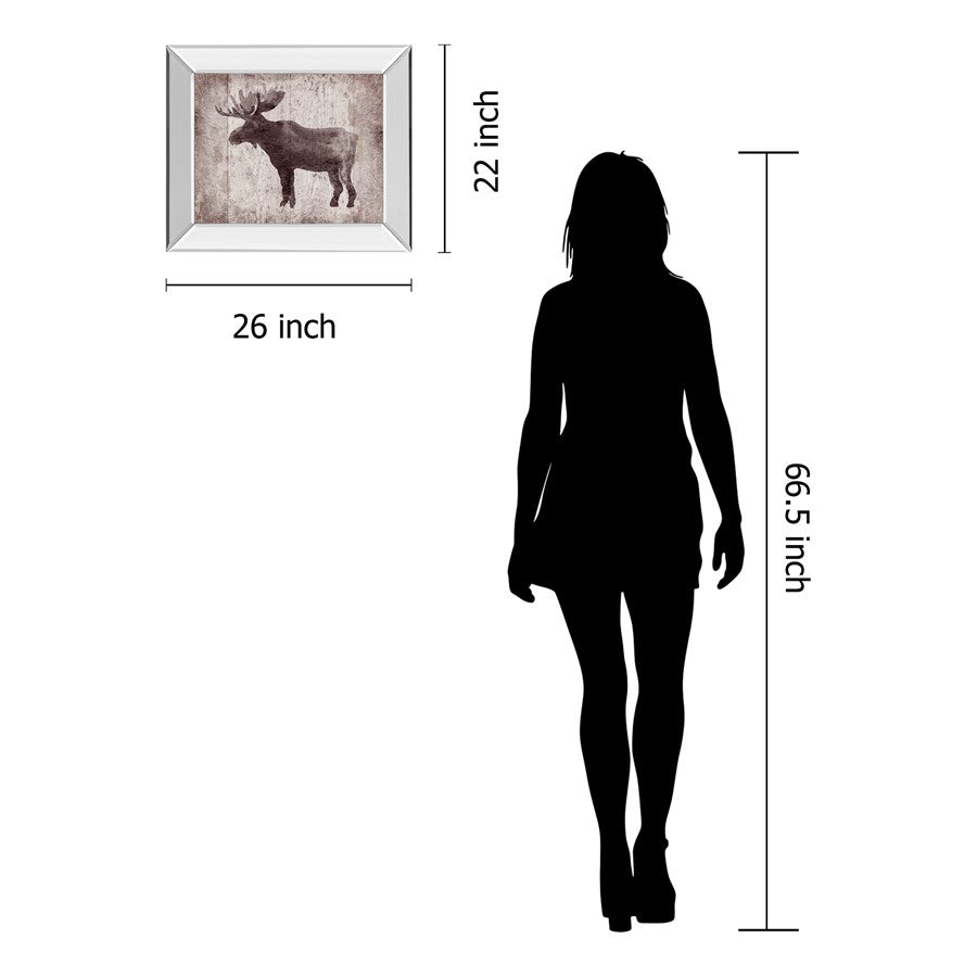 Classy Living Elk Silhouette Wall Art 26x22in | Contemporary Mirrored Frame | Living Room & Den Decor | 26 x 22 x 3 in | Model 8533MF