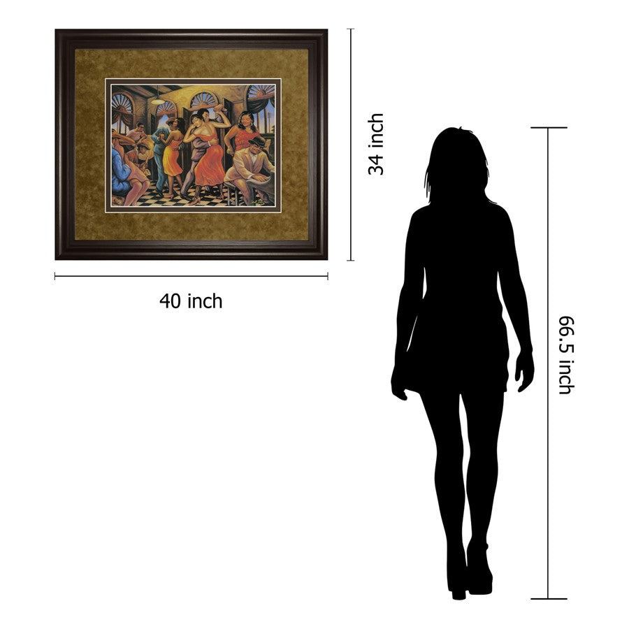 Classy Living Roadhouse Rhythm 40x34in Framed Wall Art | Contemporary Music Scene with Dark Chocolate Frame | Living Room & Office Decor | Model DM2188