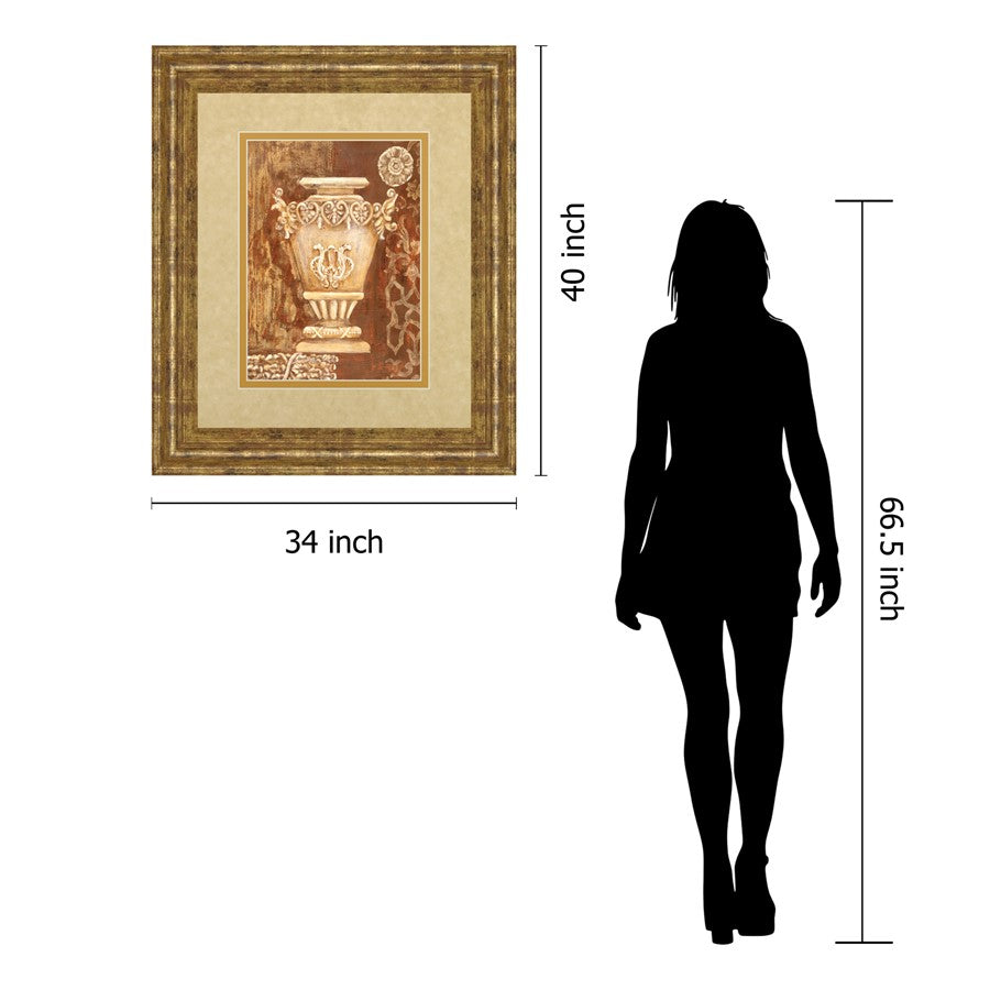 Classy Living Ornate Urn Still Life Wall Art 34x40in | Transitional Gilded Radiance MDF Frame | Living Room & Dining Room Decor | 1 x 34 x | Model DM2200