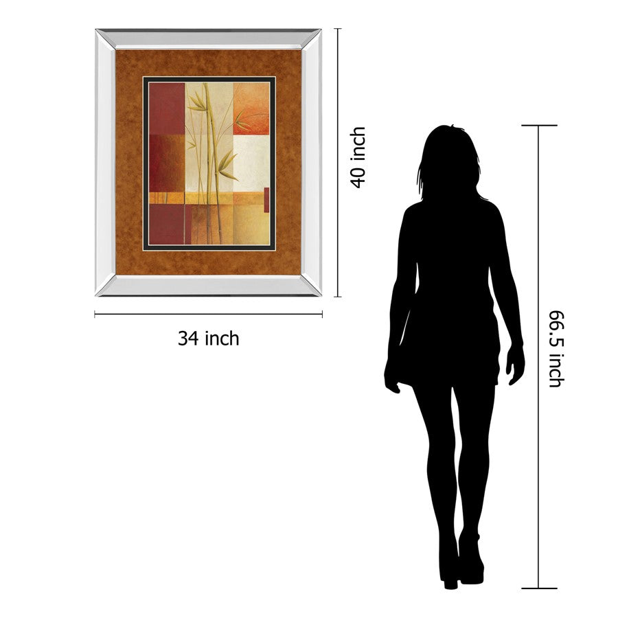 Classy Living Sunlit Harmony 34x40in Rectangular Wall Art | Contemporary Mirrored Frame and Multicolor Paper Art | Living Room & Bedroom | Model DM5131MF