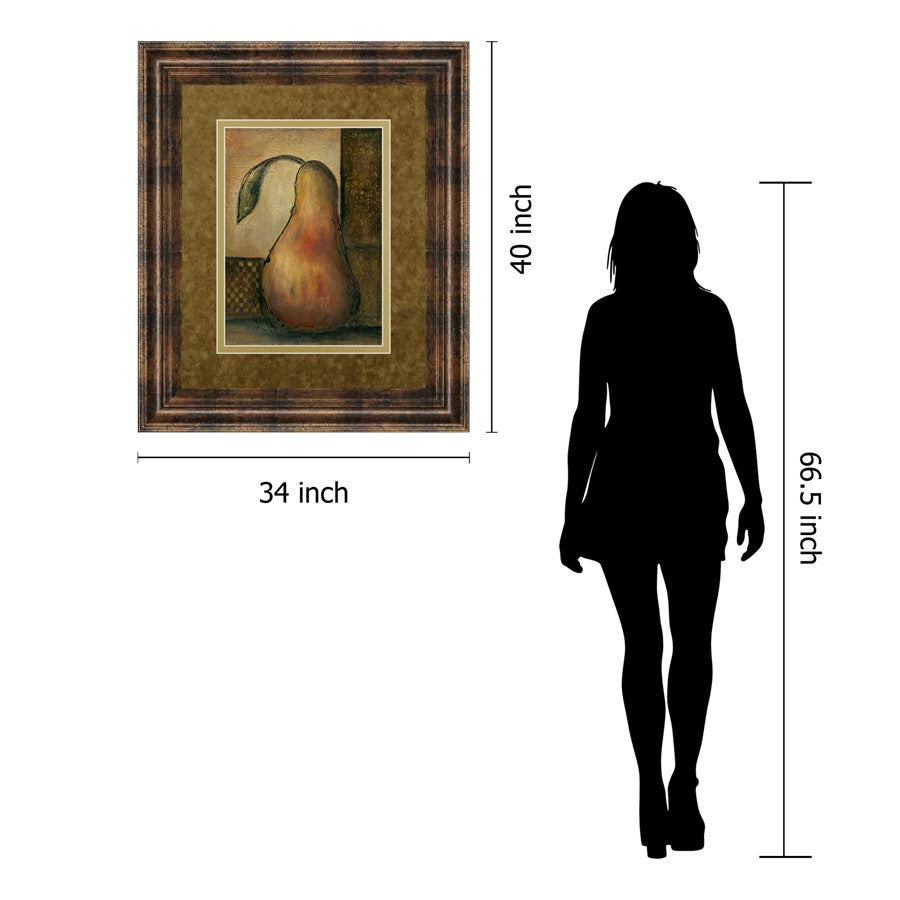 Classy Living Rustic Pear 34x40in Wall Art | Contemporary Dark Chocolate MDF Frame with Real Glass | Kitchen, Dining & Living Room Decor | Model DM5170