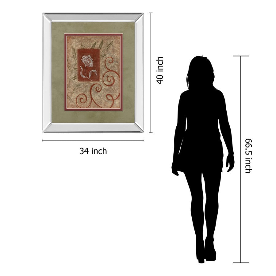 Classy Living Botanical Scrolls 34x40in Wall Art | Contemporary Mirrored Frame with Floral Motif | Living Room & Office Decor | 34 x 40 x | Model DM5173MF
