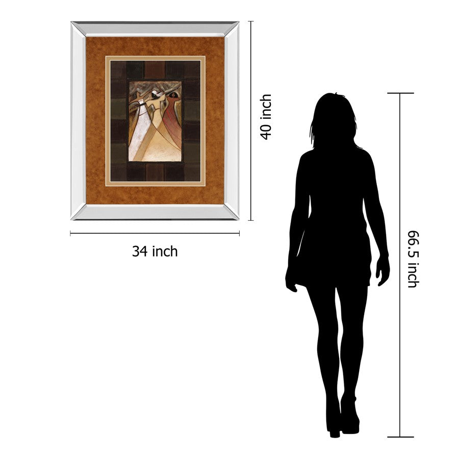 Classy Living Divine Grace I 40in H Mirrored Wall Art | Contemporary Figurative Paper Art with Mirrored Frame | Living Room, Office & Den | Model DM5223MF