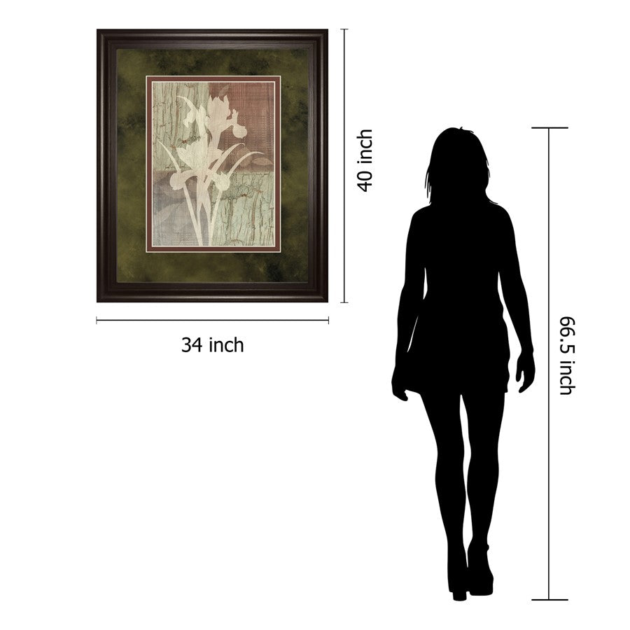 Classy Living Iris Silhouette 34x40in Framed Wall Art | Contemporary Botanical Paper Print in Dark Chocolate MDF Frame | Living Room & | Model DM5225