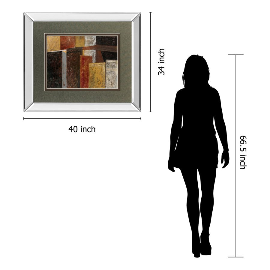 Classy Living Urban Layers 40x34in Wall Art | Contemporary Mirrored Frame with Double Mat | Living Room & Office Decor | 40 x 34 x 3 in | Model DM5271MF