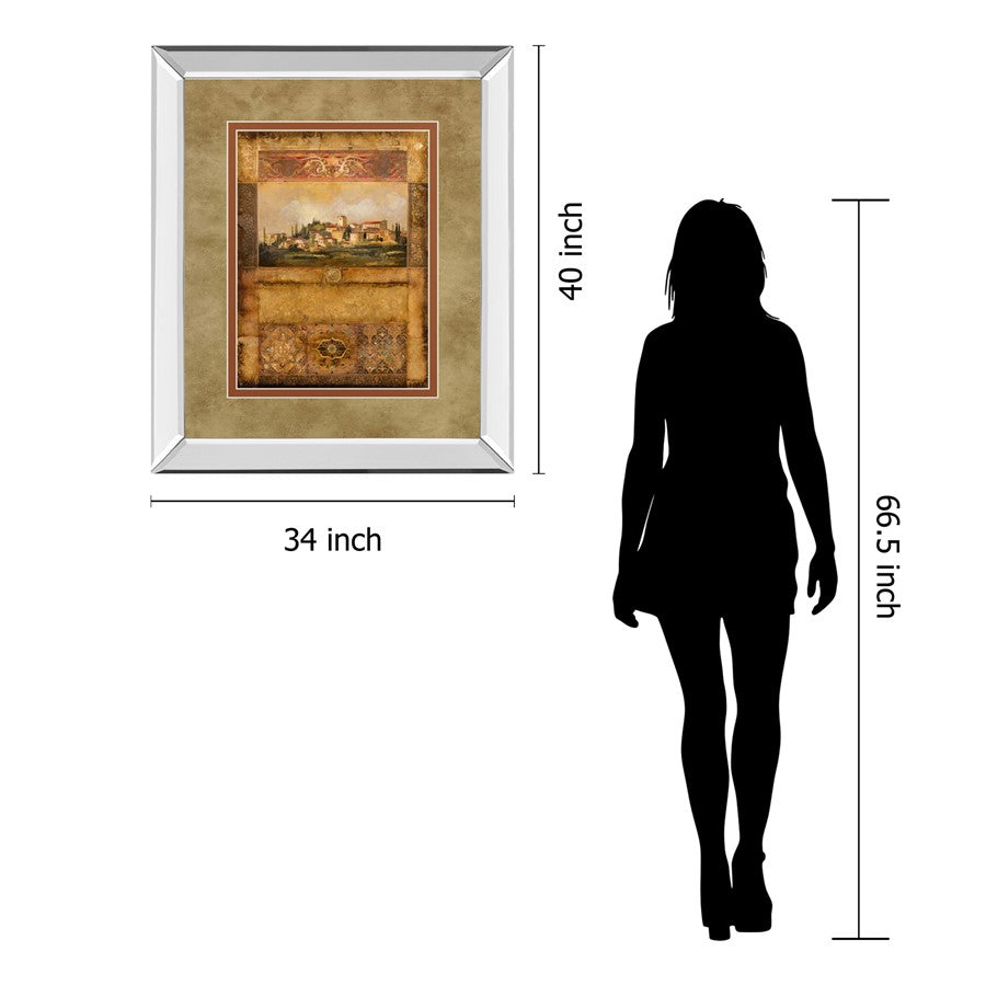 Classy Living Tuscan Vista 40in H Wall Art | Transitional Mirrored Frame | Living Room & Office Decor | 34 x 40 x 3 in | Model DM5327MF