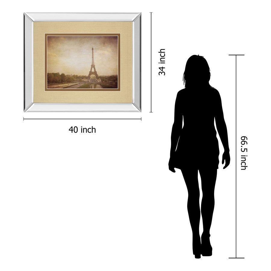 Classy Living Eiffel Reverie 40x34in Wall Art | Contemporary Mirrored Frame Parisian Decor | Living Room & Office Statement Piece | 3 x | Model DM5442MF
