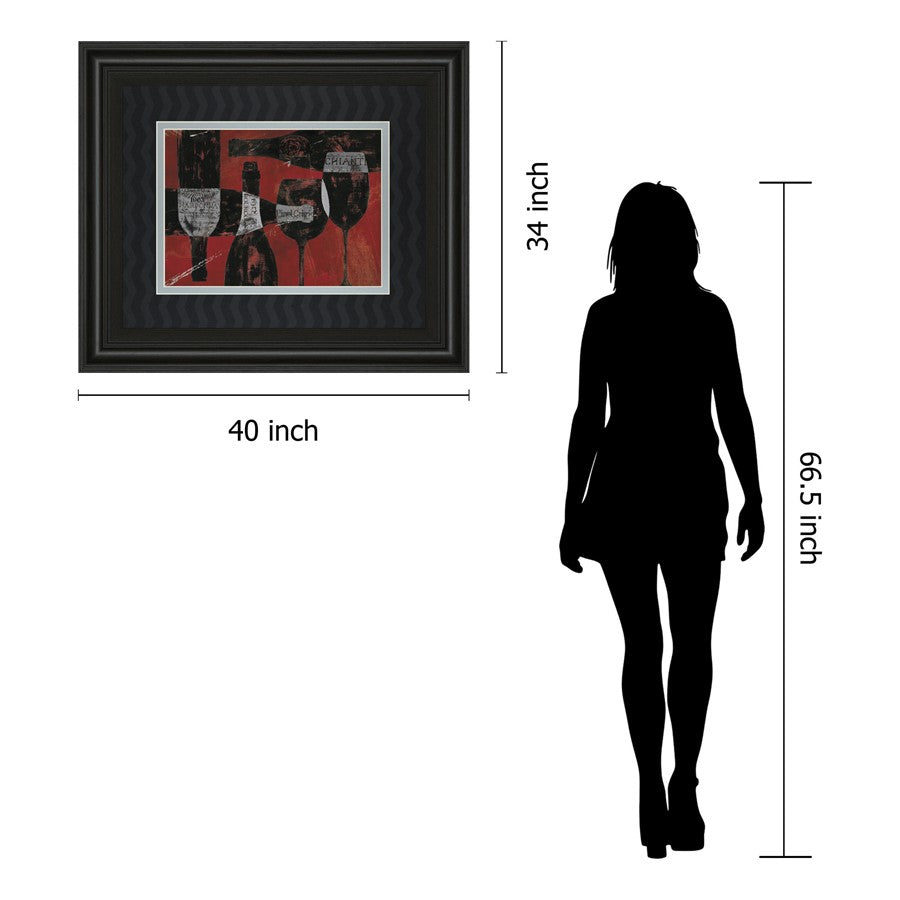 Classy Living Wine Elegance Wall Art 40x34in | Contemporary Graphic Art on Paper in Midnight Aura MDF Frame | Dining Room & Kitchen Decor | Model DM5491