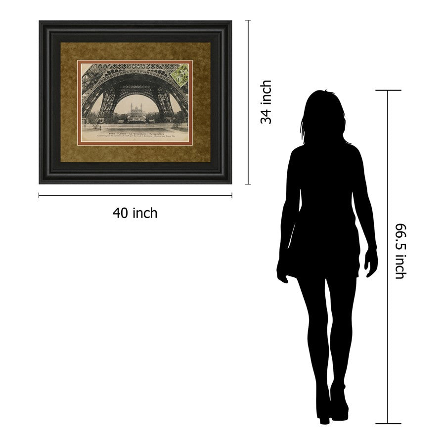 Classy Living Eiffel Base View Wall Art 40x34in | Contemporary Midnight Aura Framed Print | Living Room & Office Decor | 1 x 40 x 34 in | Model DM5494