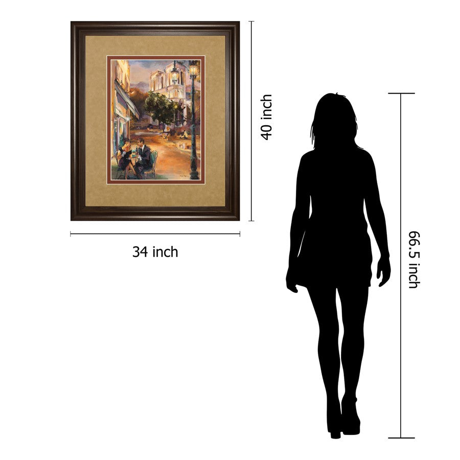 Classy Living Parisian Evening Wall Art 34x40in | Contemporary Framed Print in Dark Chocolate MDF Frame | Living Room & Dining Room Decor | Model DM5503