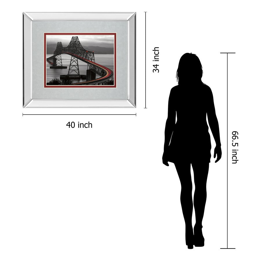 Classy Living Curved Bridge Trail 40x34in Wall Art | Contemporary Mirrored Frame | Living Room & Office Decor | 40 x 34 x 3 in | Model DM5517MF