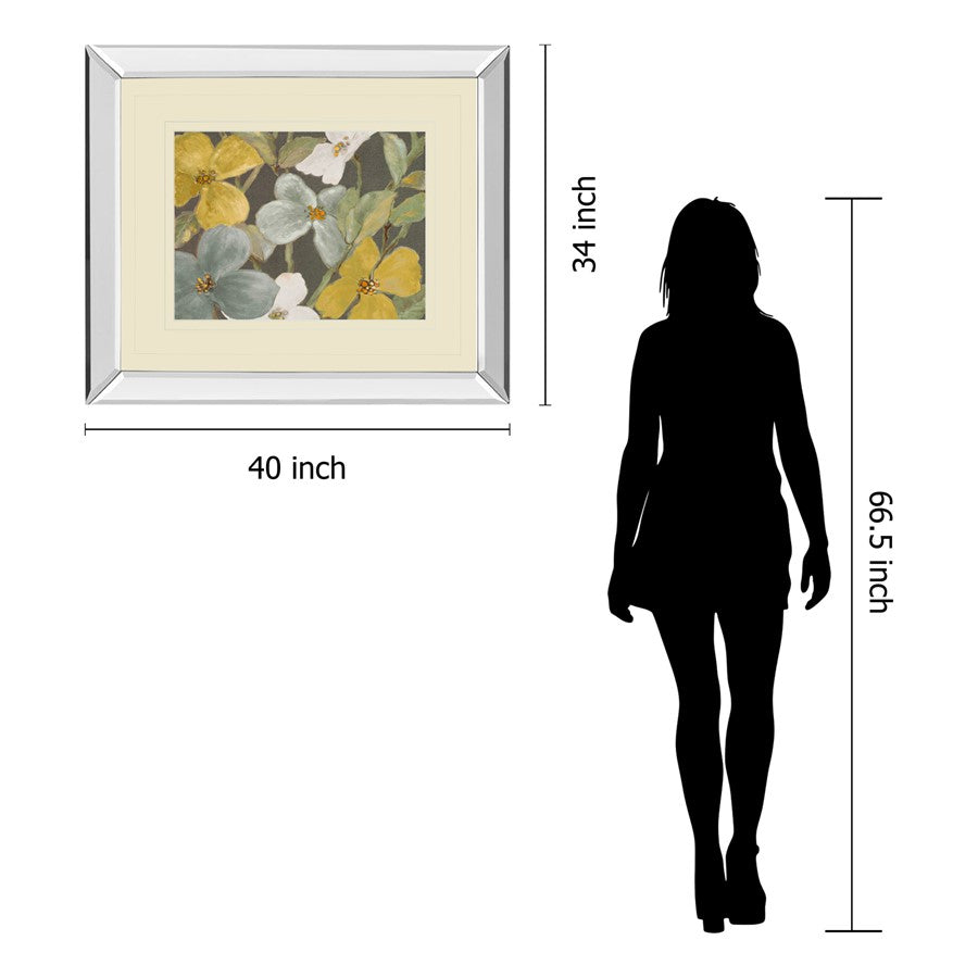Classy Living Muted Blooms Wall Art 40x34in | Contemporary Mirrored Frame | Living Room & Bedroom Botanical Decor | 40 x 34 x 3 in | Model DM5520MF