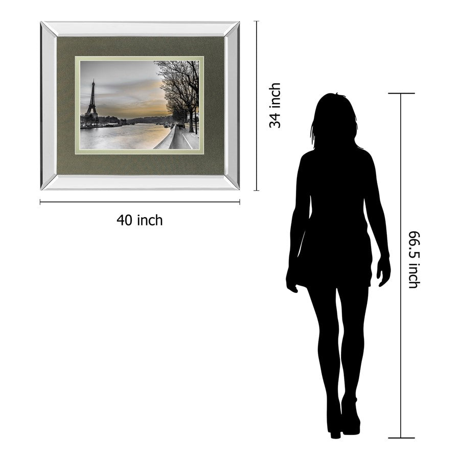 Classy Living Paris Twilight Wall Art 40x34in | Contemporary Mirrored Frame | Living Room & Office Decor | 40 x 34 x 3 in | Model DM5595MF