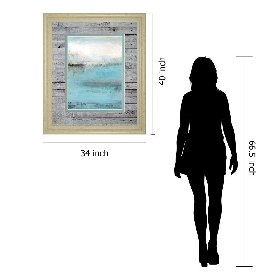 Classy Living Tranquil Seascape 34x40in Wall Art | Contemporary Ivory Bliss MDF Frame | Living Room & Office Coastal Decor | 34 x 40 x 1 in | Model DM5611