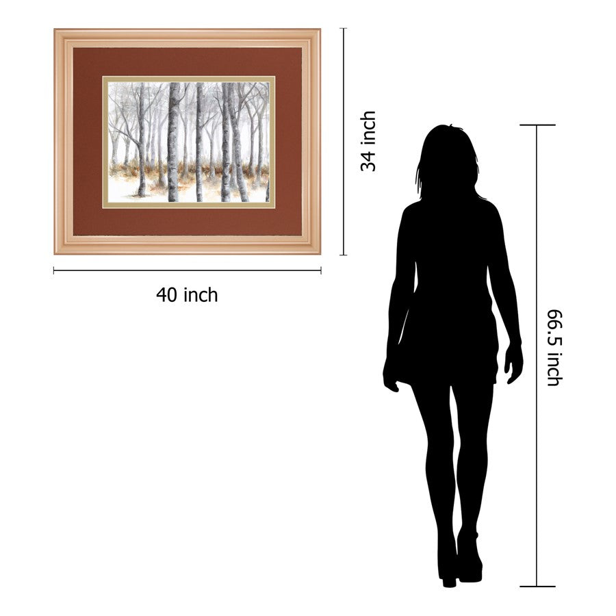 Classy Living Birch Serenity Wall Art 40x34in | Transitional Rose Gold MDF Frame with Glass | Living Room Bedroom & Office Decor | 40 x 34 | Model DM5616