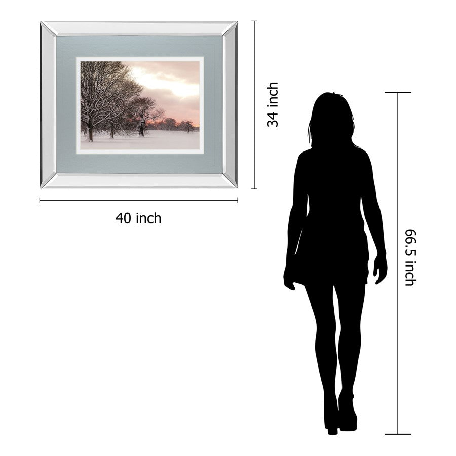 Classy Living Rosy Sunset 40x34in Wall Art | Country/Farmhouse Mirrored Frame | Living Room & Bedroom Decor | 40 x 34 x 3 in | Model DM5624MF