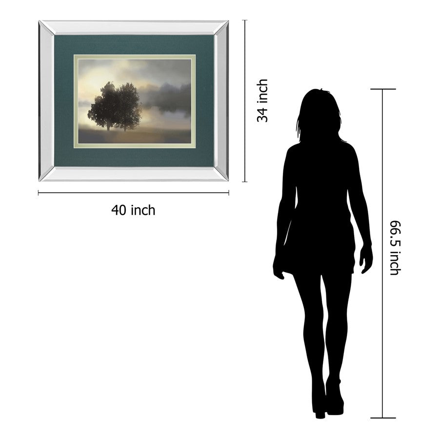 Classy Living Misty Morning 40x34in Wall Art | Transitional Mirrored Frame Landscape | Living Room & Office Serene Decor | 40 x 34 x 3 in | Model DM5630MF