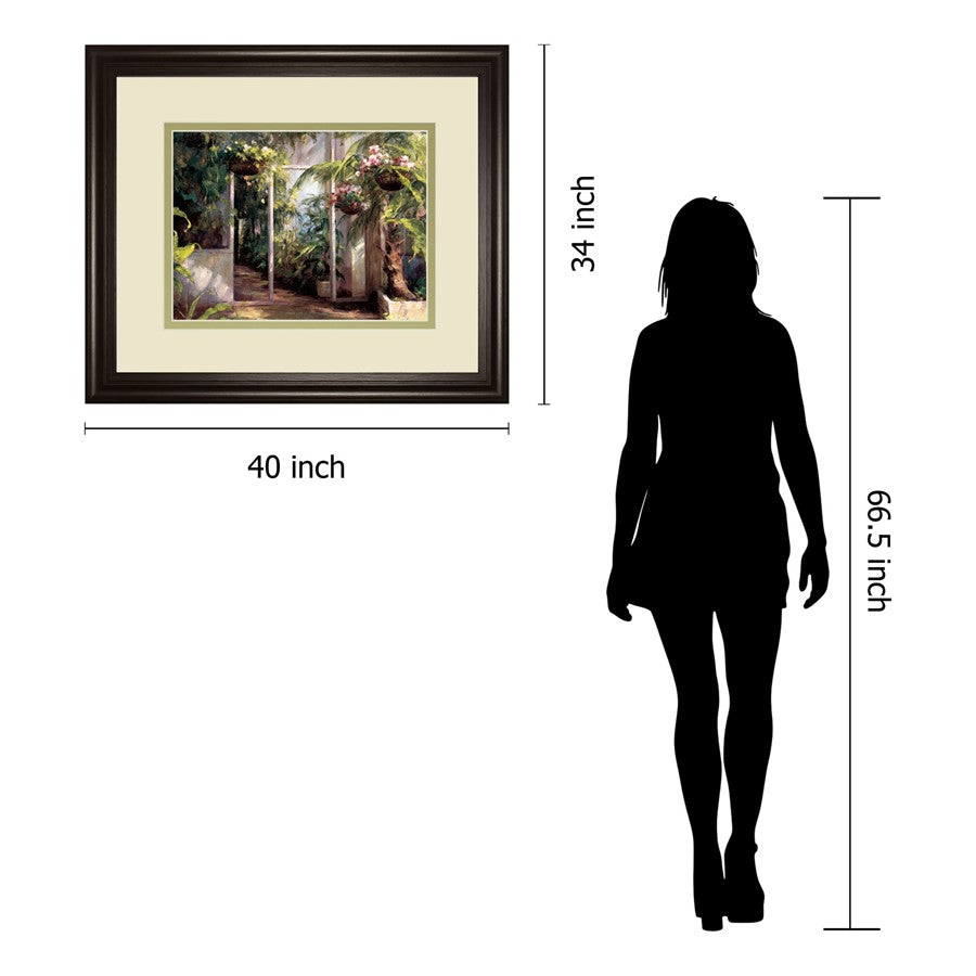 Classy Living Morning Atrium Wall Art 40x34in | Transitional Dark Chocolate MDF Frame with Paper Art | Living Room, Bedroom & Office Decor | Model DM5662
