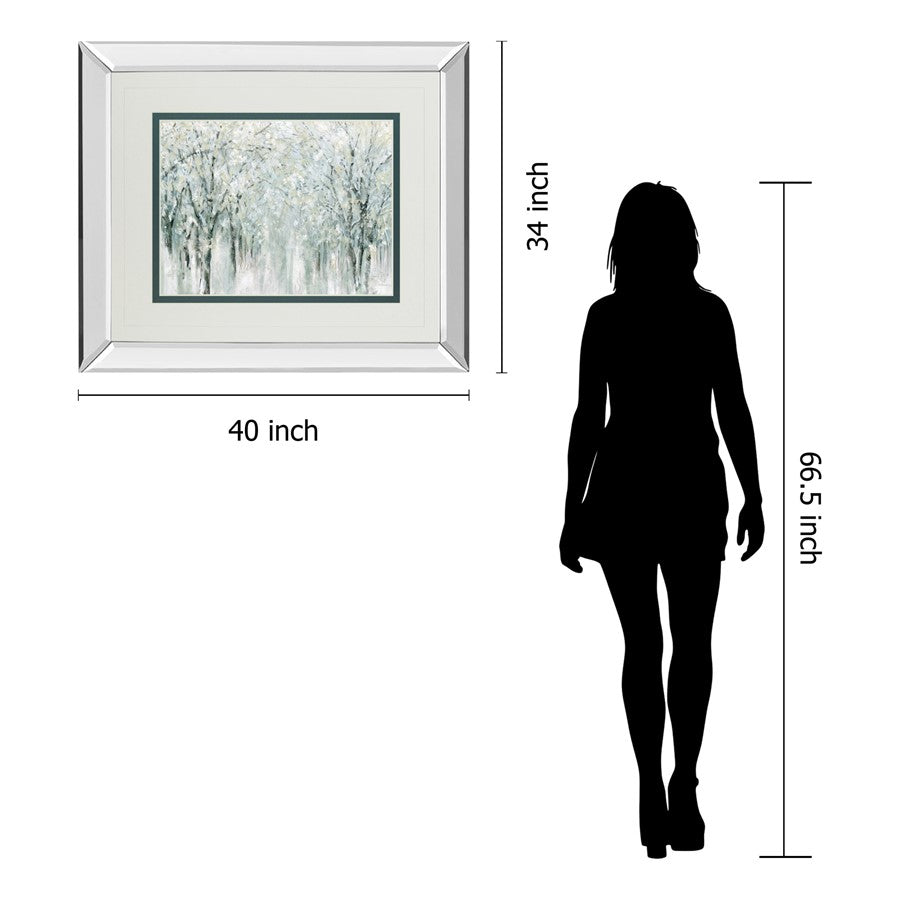 Classy Living Winter Mist 40x34 Wall Art | Transitional Mirrored Frame | Living Room & Office Decor | 40 x 34 x 3 in | Model DM5669MF