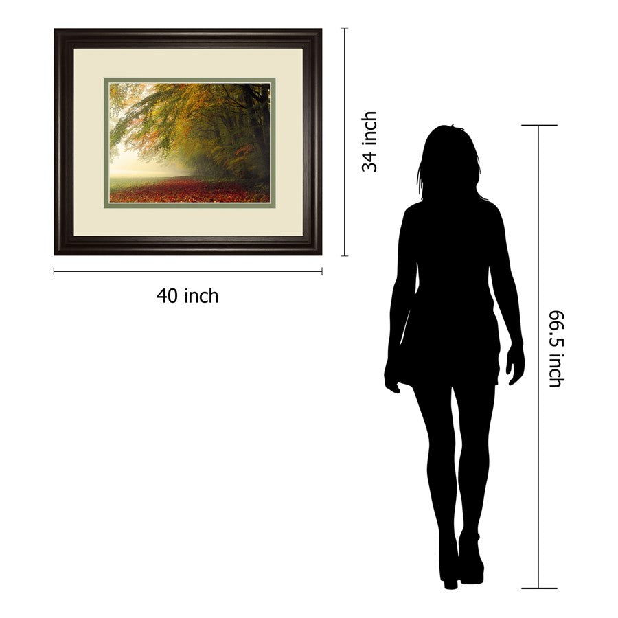 Classy Living Autumn Whisper Wall Art 40x34in | Contemporary Framed Print with Dark Chocolate MDF Frame | Living Room & Bedroom Decor | 1 x | Model DM5670