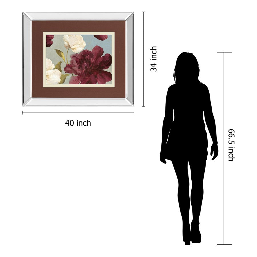 Classy Living Deep Peonies II 40x34in Wall Art | Transitional Mirrored Frame | Living Room, Bedroom & Office Decor | 40 x 34 x 3 in | Model DM5678MF