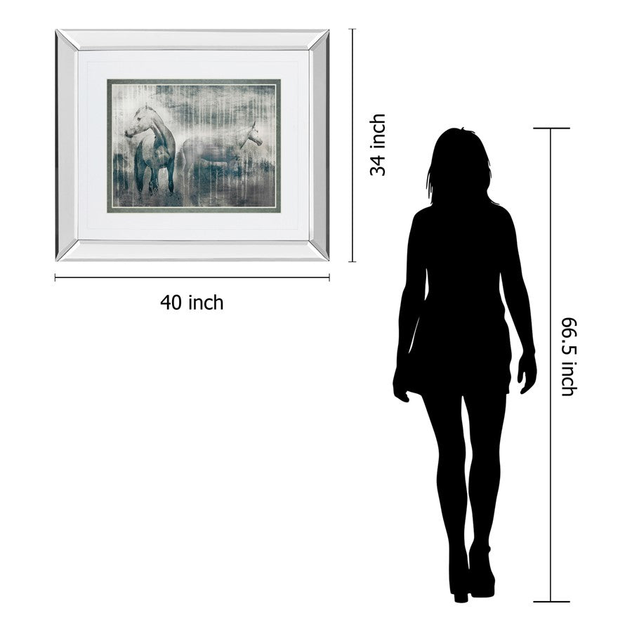 Classy Living Grey Serenade 40x34in Wall Art | Transitional Mirrored Frame | Living Room & Office Decor | 40 x 34 x 3 in | Model DM5688MF