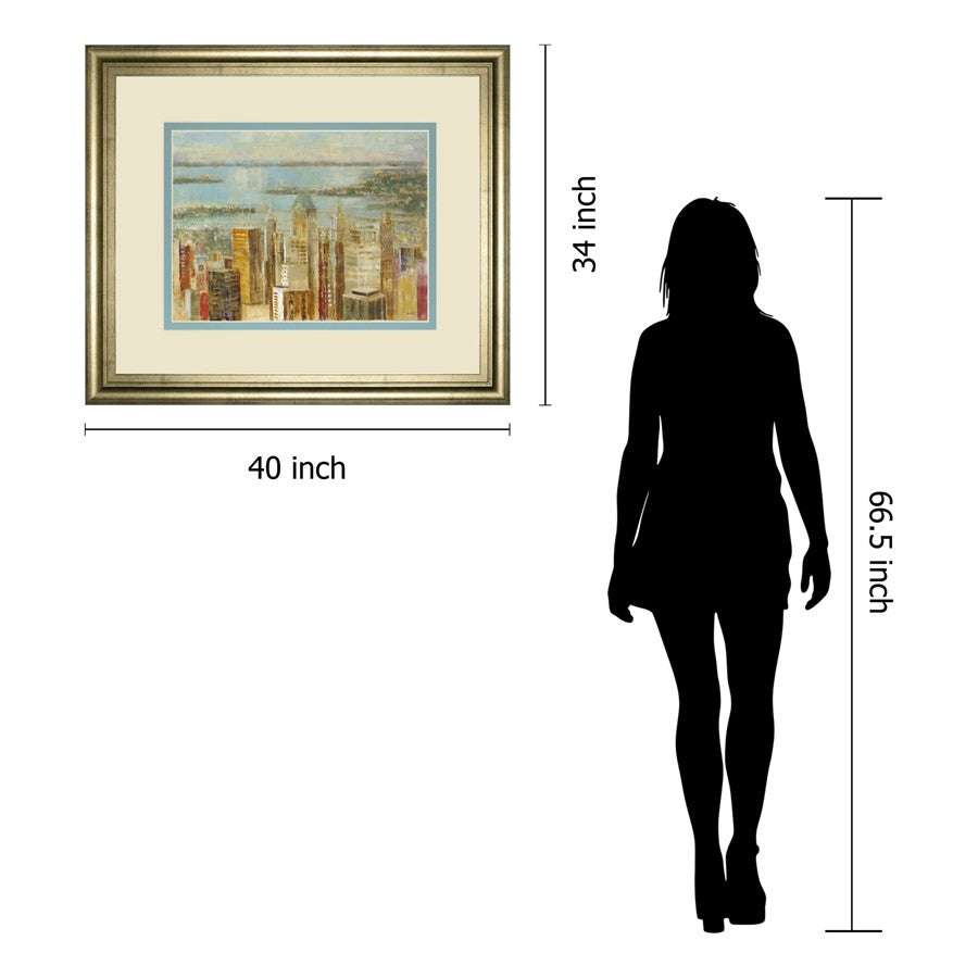 Classy Living Urban Serenity 40x34in Wall Art | Transitional Cityscape on Paper in Crisp Chardonnay MDF Frame | Living Room & Office Decor | Model DM5730