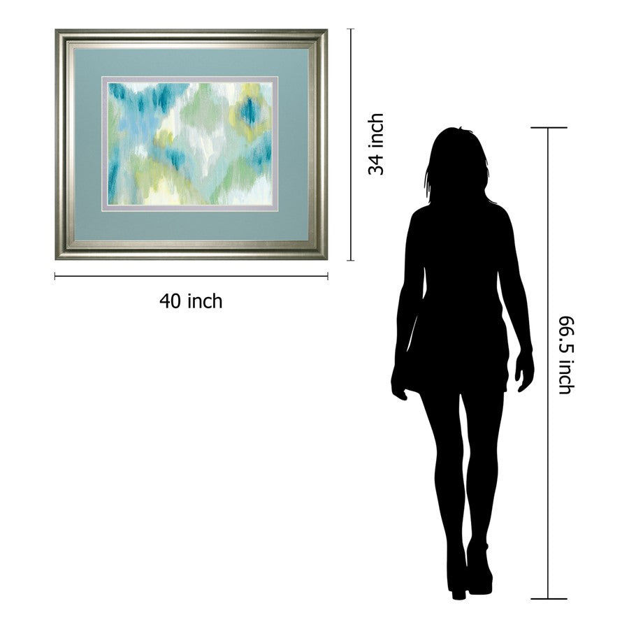 Classy Living Serene Brushstrokes 40x34in Wall Art | Contemporary Abstract Multicolor on Paper, Silver MDF Frame | Living Room & Office | Model DM5803