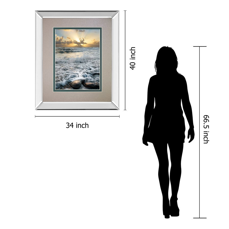 Classy Living Ocean Radiance Wall Art 34x40in | Contemporary Mirrored Frame & Double Matting | Living Room & Office Coastal Decor | 34 x | Model DM5829MF