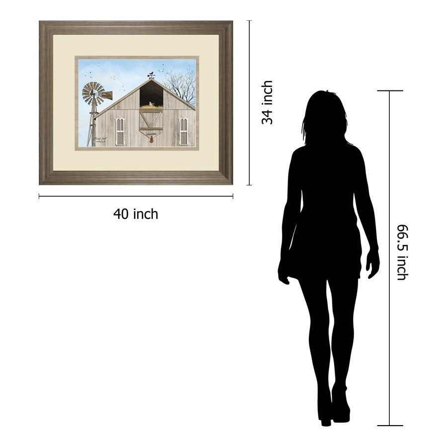 Classy Living Winds Aloft 40x34in Framed Wall Art | Traditional Tranquil Ash MDF Frame and Paper Graphic Art | Living Room & Office Decor | Model DM5835