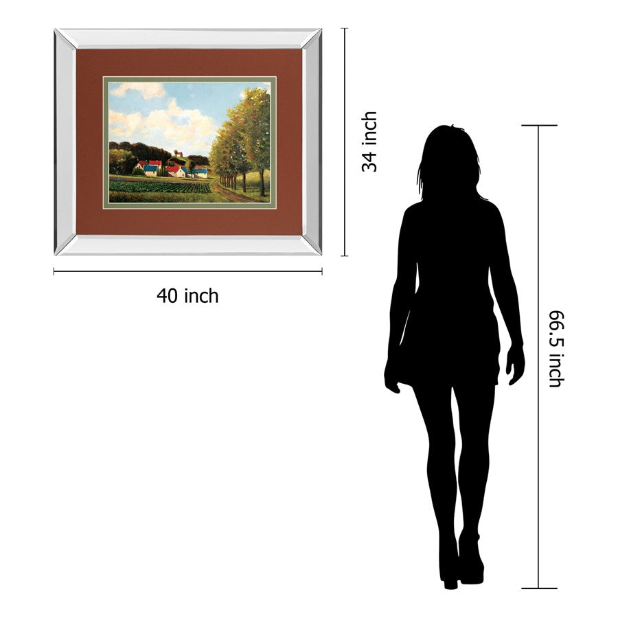 Classy Living Country Charm 40x34in Mirrored Wall Art | Transitional Farmhouse Scene with Double Matting | Living Room & Office Decor | Model DM5863MF