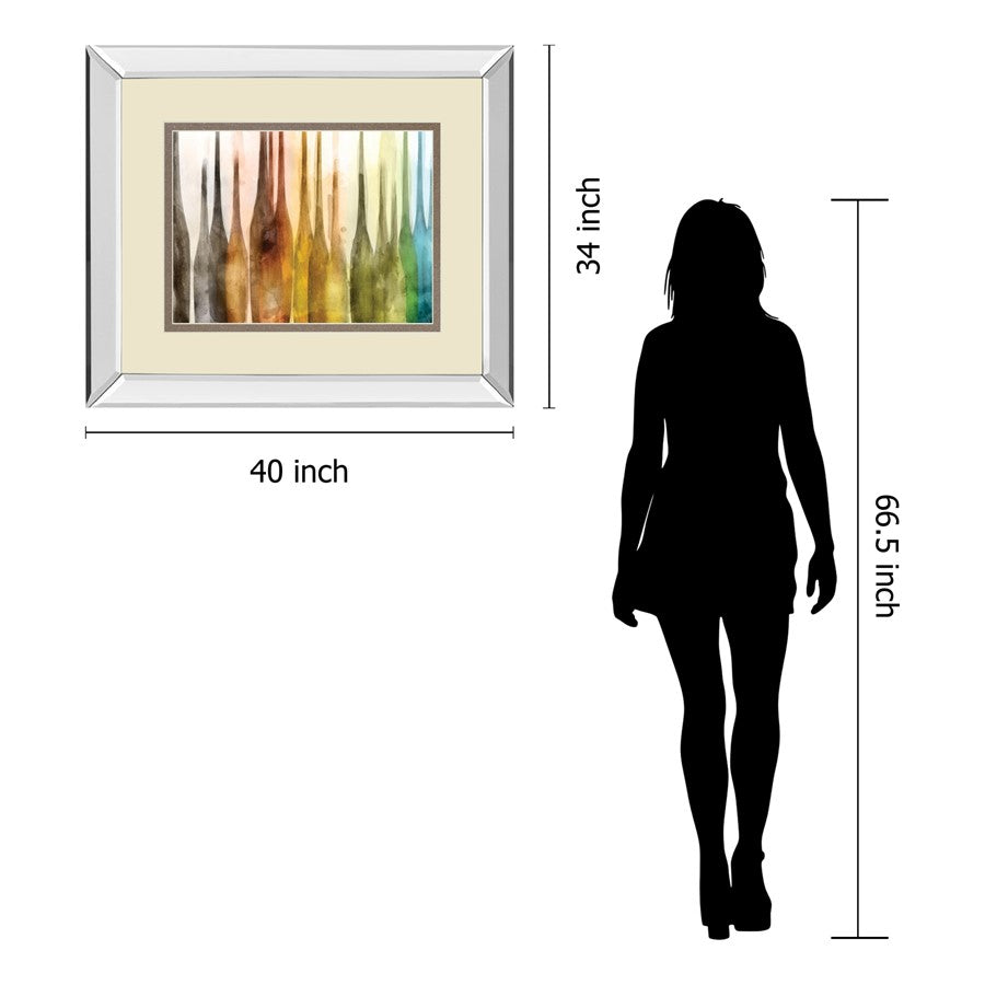 Classy Living Color Cascade 40x34in Rectangular Wall Art | Contemporary Multicolor on Mirrored Polystyrene Frame | Living Room & Office | Model DM5870MF