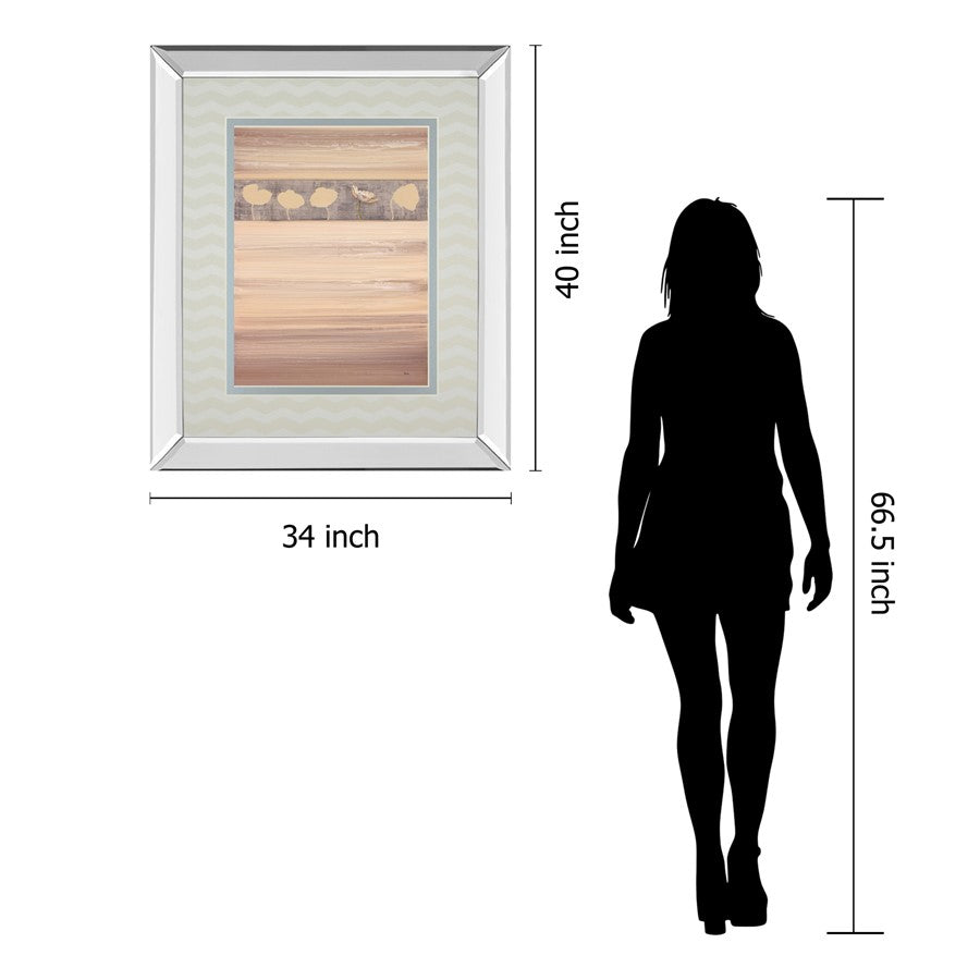 Classy Living White Passion Wall Art 34x40in | Contemporary Mirrored Frame Floral Print | Living Room & Bedroom Decor | 34 x 40 x 3 in | Model DM5917MF