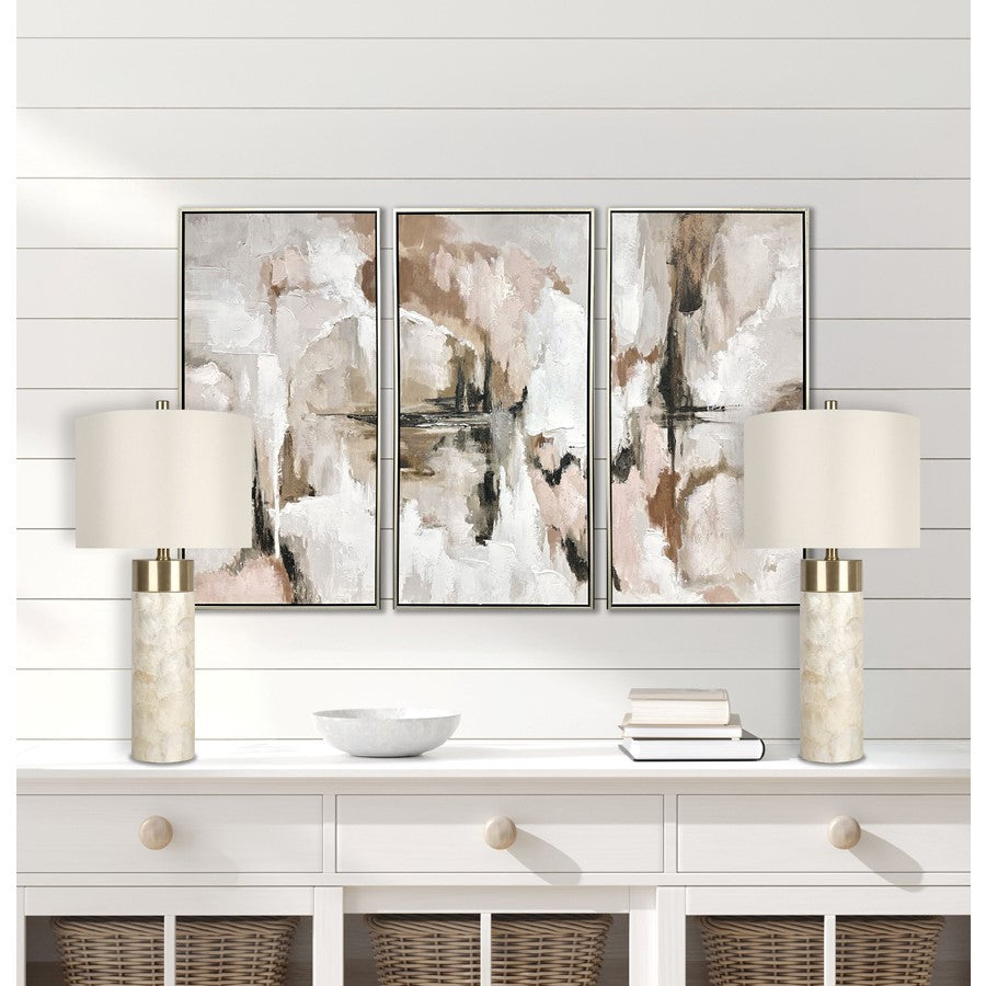 Classy Living Luminous Shell Table Lamp/Set of 2, Natural/Off White
