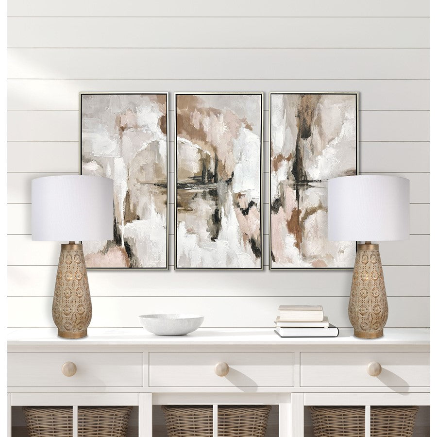 Classy Living Celestial Carve Laser Cut Lamp & Night Light Set, Tan