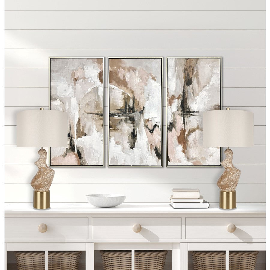 Classy Living Sculptural Serenity Table Lamp/Set of 2, Crm/Tan/White