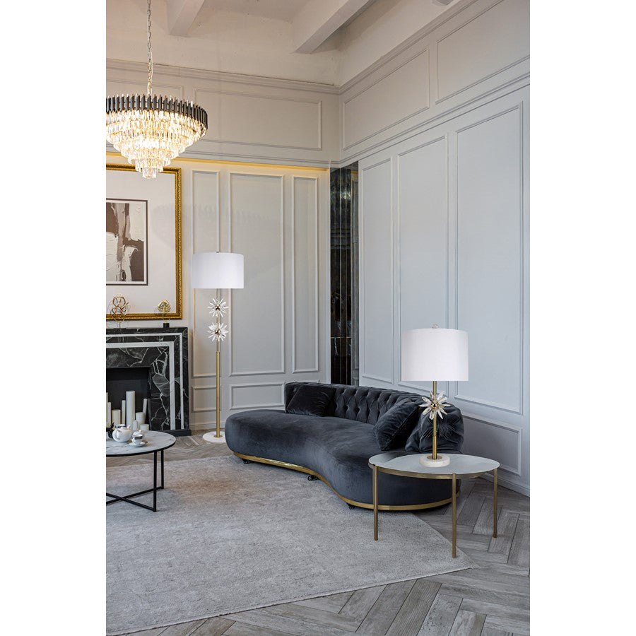 Classy Living Crystal Bloom 1Lt Floor Lamp, Soft Gold/White