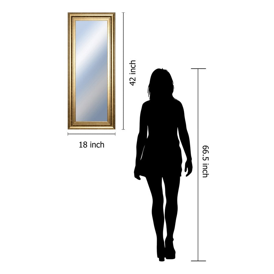 Classy Living Traditional Elegance 18x42in Wall Mirror | Gilded Radiance MDF Frame | Entryway & Bedroom Accent | 18 x 42 x 1 in, Vertical | Model M1839