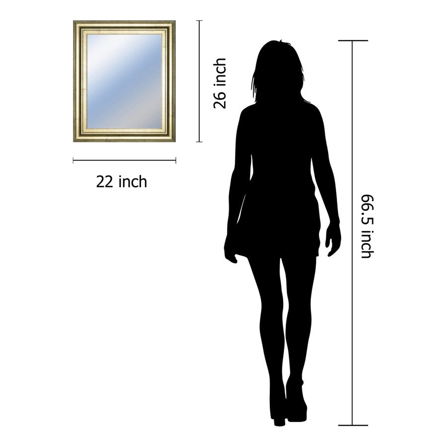 Classy Living Traditional Elegance 22x26in Wall Mirror | Soft Gold MDF Frame | Entryway & Living Room Accent | 22 x 26 x 1 in, Vertical Mount | Model M2240