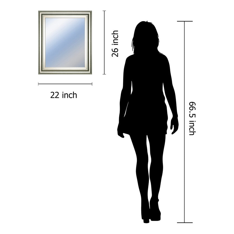 Classy Living Traditional Elegance 22x26in Wall Mirror | Silver Serenity MDF Frame | Entryway & Bathroom Accent | 22 x 26 x 1 in, Vertical | Model M2242