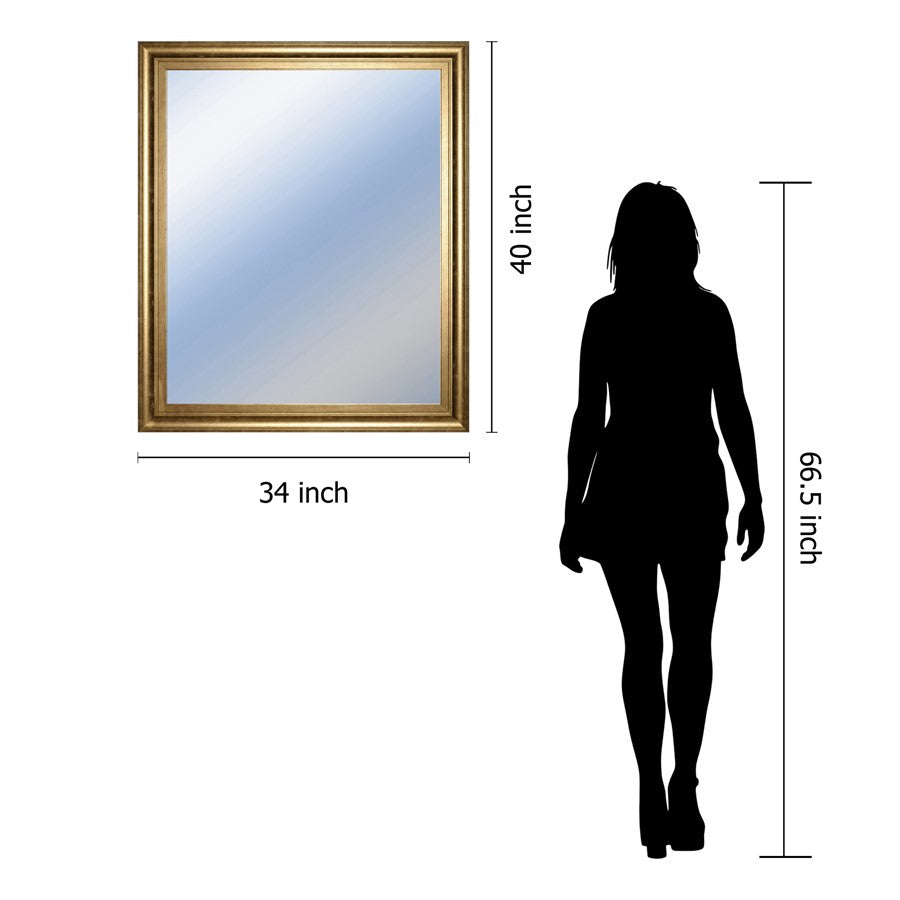Classy Living Traditional Elegance 34x40in Wall Mirror | Gilded Radiance MDF Frame | Entryway & Living Room Accent | 34 x 40 x 1 in | Model M3439