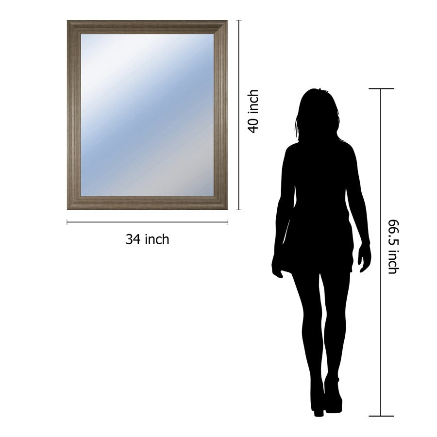 Classy Living Traditional Elegance 34x40in Wall Mirror | Tranquil Ash MDF Frame | Entryway & Living Room Accent | 34 x 40 x 1 in, Vertical | Model M3444