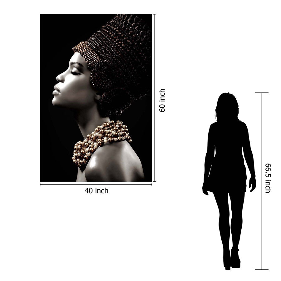 Classy Living Sultry Profile 40x60in Frameless Glass Wall Art | Contemporary Black Tempered Glass and Paper | Living Room & Bedroom | Model SF1229