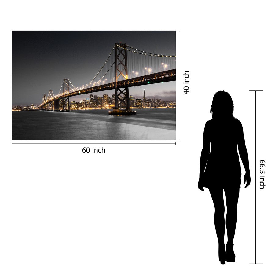 Classy Living Bridge Escape 60x40in Frameless Glass Wall Art | Contemporary Architectural Photograph on Tempered Glass | Living Room & | Model SF1374
